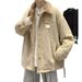 Lamb wool cotton coat men's winter new loose casual thick collar cotton coat versatile handsome jacket_voghion.com