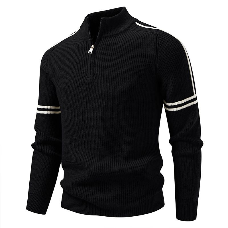 Men’s Half-Zip Knit Sweater – Oversized Winter Pullover With Stand Collar & Ribbed Hem, Stretch Polyester Casual Sweater (M-4XL, 5 Colors)_voghion.com