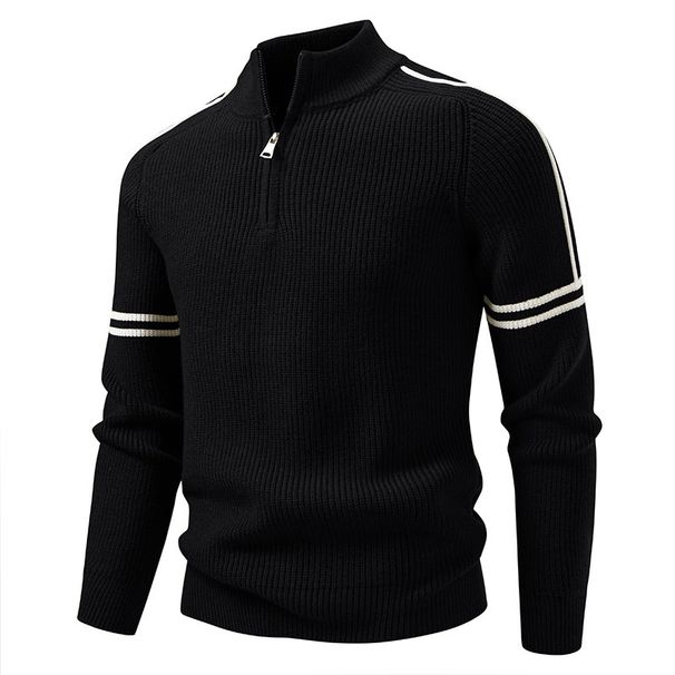 Men’s Half-Zip Knit Sweater – Oversized Winter Pullover With Stand Collar & Ribbed Hem, Stretch Polyester Casual Sweater (M-4XL, 5 Colors)_voghion.com
