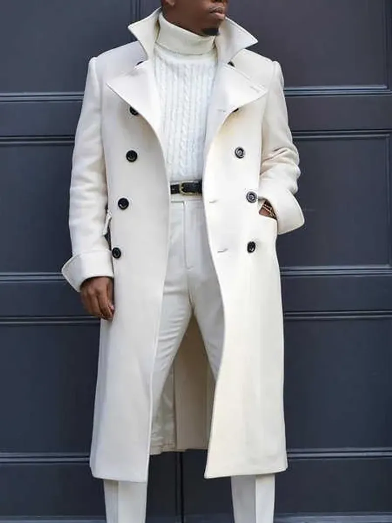 Coats 2022 New Men's Fashion Lapel Trench Coat Double Breasted Men Windbreaker Autumn and Winter Long Jacket Overcoat_voghion.com