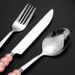 Stainless Steel Ceramic Pearl Handle Cutlery Dessert Spoon Set Western Steak Knife Fork Gift Box_voghion.com