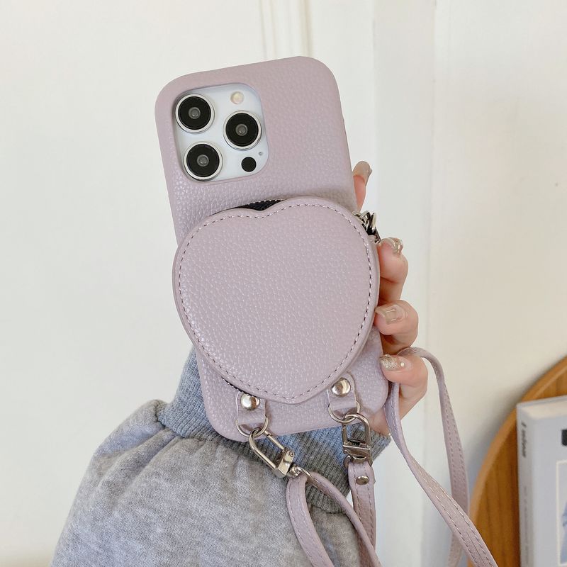 Mobile phone case coin purses are suitable for Apple 15 mobile phone cases iPhone14Pro max protective cover 13 love all-in-one package_voghion.com