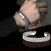 Hip Hop Stainless Steel Front Back Men's Bracelet, Simple And Domineering, Punk High-end Feeling, Cuban Bracelet Trend_voghion.com