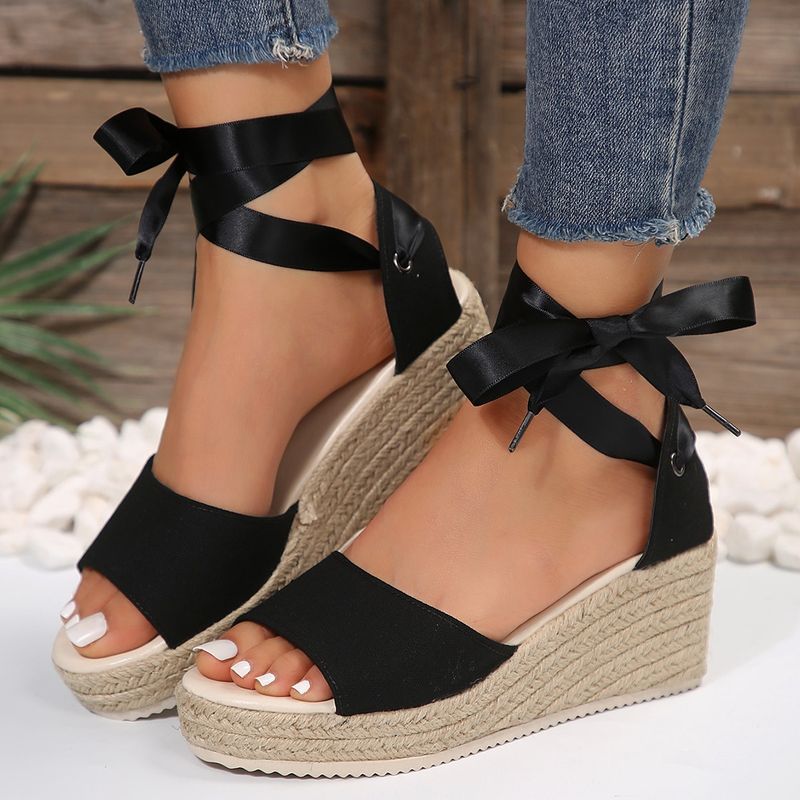 Damenschuhe Fischmaul Keilabsatz Riemen Offene Zehen Römische Strandschuhe Damen Sommer Neue Dicke Unterseite Plateau Kuchen Große Größe Sandalen_voghion.com
