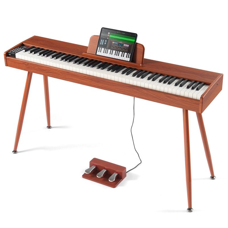 VEVOR 88 Key Fully Weighted Digital Piano Dual Keyboard Four Legged Stand_voghion.com