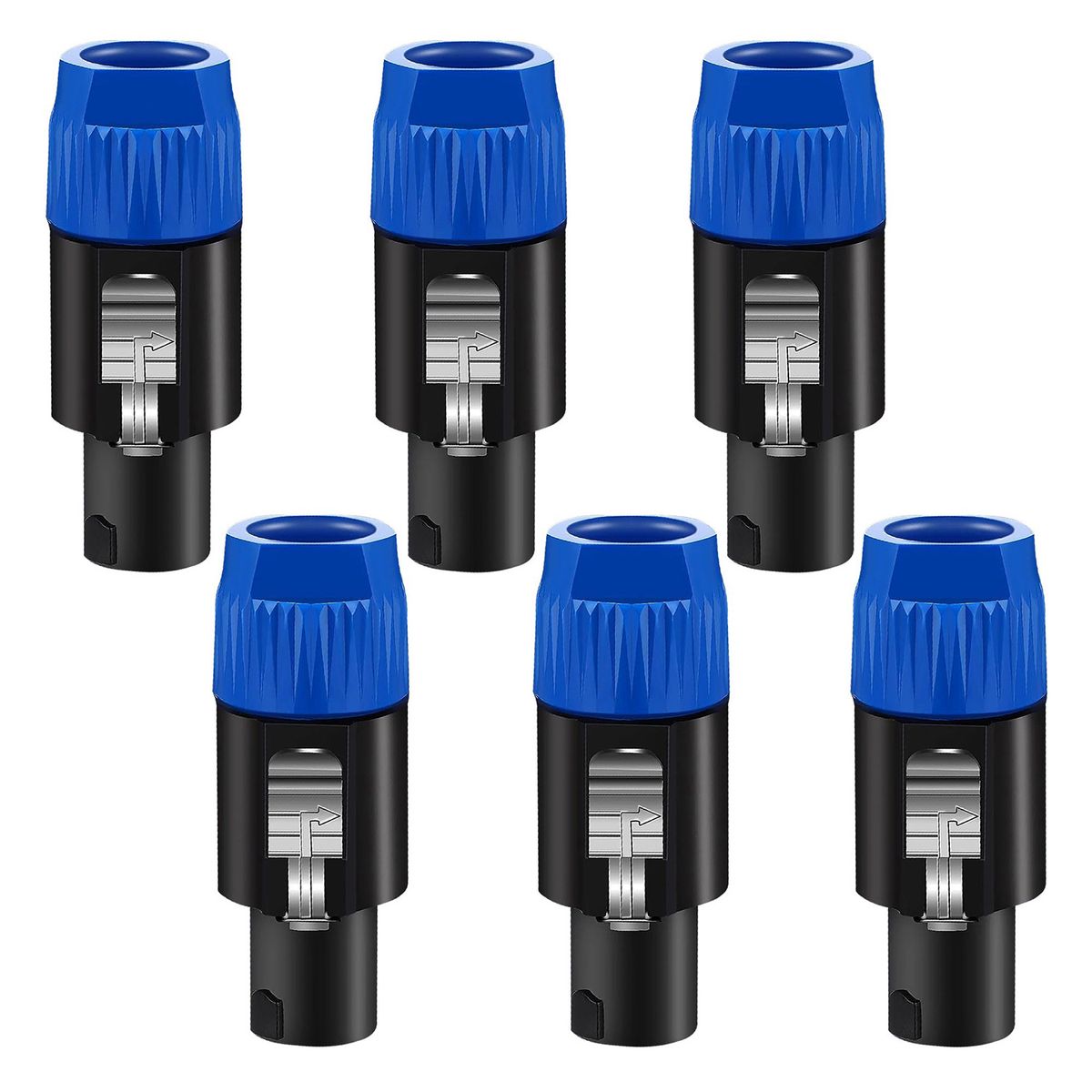 5 Core 4 Pole Speakon Connector 6 Pieces with Twist Lock Audio Jack Male Plug – Loud Speaker to Amplifier Plug - 4 Conductor Speak-On Cable Adapter Re_voghion.com