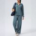 Women's Hooded Sweatshirt & Jogger Set - Long Sleeve Zip Pocket Pullover With Lounge Pants, Casual Fall Outfit In Grey/Black/Navy (S-XXL)_voghion.com