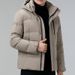 Cappotto corto invernale da uomo, casual, spesso e caldo, con cappuccio, in piumino d'oca bianco_voghion.com