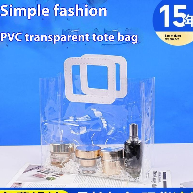 PVC Laser Ins Wind Hvid Transparent Stor Kapacitet Håndholdt Gave Companion Bryllups Plastikpose_voghion.com