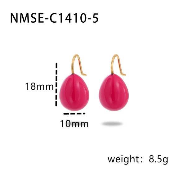 Orecchini estivi colorati a goccia d'olio in acciaio al titanio, design semplice, tutti abbinabili, leggeri, di lusso, di alta qualità, orecchini estivi a goccia d'acqua, non sbiadiscono_voghion.com