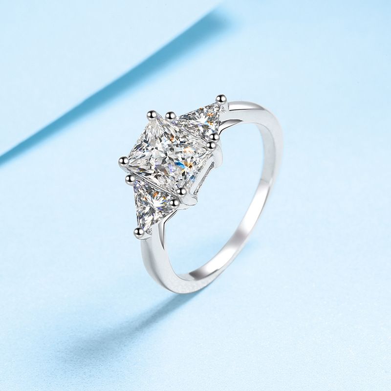 Sterling Silver Moissanite For Women Plated PT950 Light Luxury Diamond Ring Live Broadcast_voghion.com