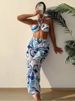 beach sexy printed halter neck three-piece set fashionable trousers swimsuit for women_voghion.com
