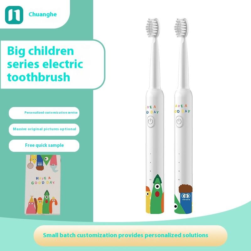 OEM Fun Cartoon Kinder Soundwave Elektrische Zahnbürste USB-Aufladung DuPont Weiches Haar 4-Bürstenkopf Wasserdichte Geschenkbox_voghion.com
