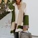 Women's large size loose geometric color matching sweater cardigan_voghion.com
