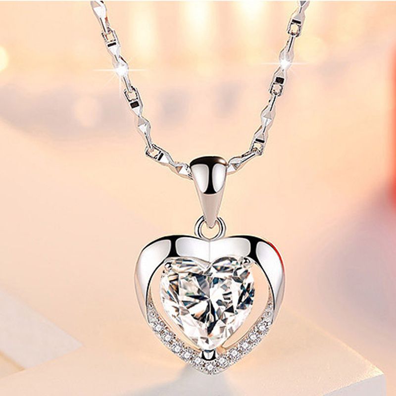Sterling VENUS Sier Gioielli di moda Bianco Blu Zircone AAA Collana a forma di cuore per le donne Anniversario Nozze Gi_voghion.com