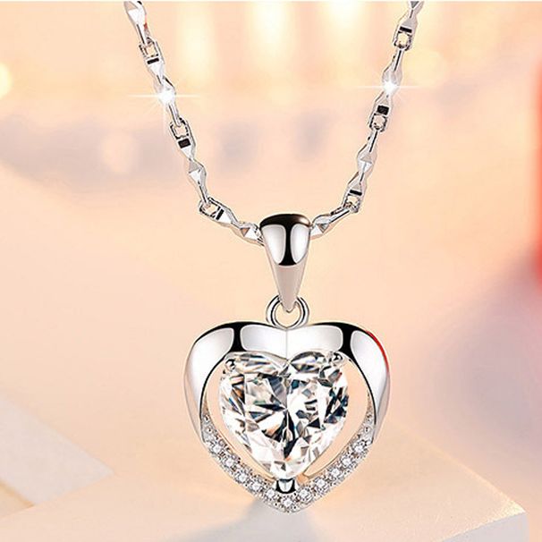 Sterling VENUS Sier Gioielli di moda Bianco Blu Zircone AAA Collana a forma di cuore per le donne Anniversario Nozze Gi_voghion.com