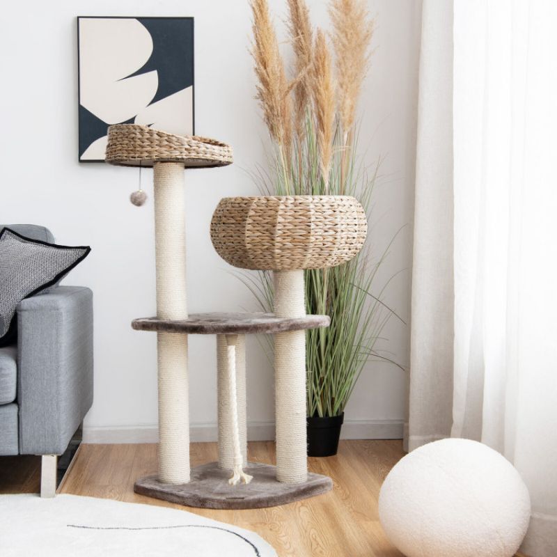41 Inch Rattan Cat Tree With Napping Perch_voghion.com