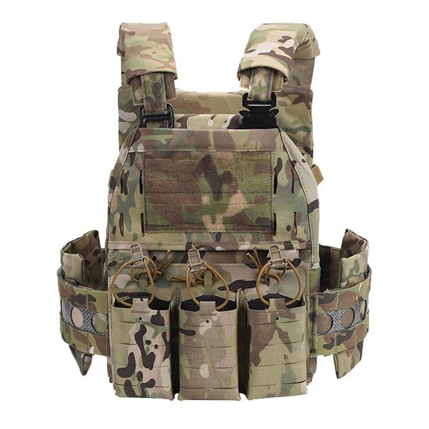 5PC Quick-Release Tactical Vest, 500D Nylon With Triple Mag Pouch & MOLLE Back Panel, Adjustable Multi-Purpose Chest Rig_voghion.com