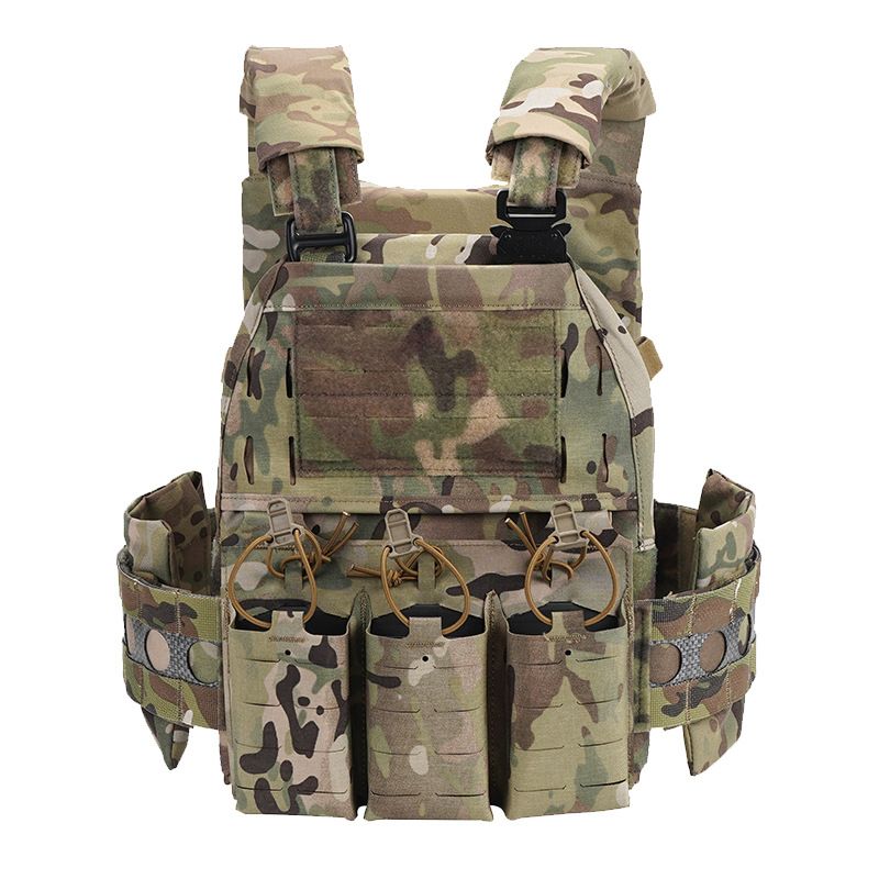 Gilet tactique à dégagement rapide 5 pièces, nylon 500D avec triple poche pour chargeur et panneau arrière MOLLE, gilet de poitrine polyvalent réglable_voghion.com