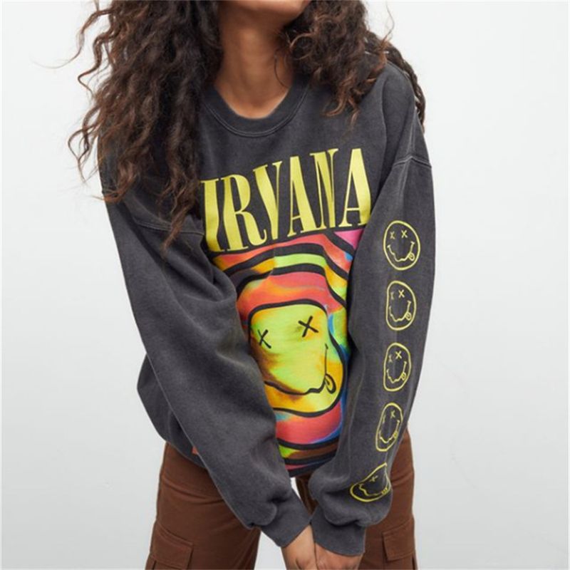 Spring/Autumn Europe-USA Style Streetwear Pullover Women/Girl O-Neck Cartoon Pattern Print Long Sleeve Looe_voghion.com