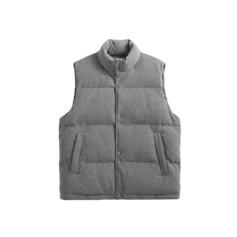 Gilet trapuntato da uomo con cappuccio, imbottito al 90% in piumino d'anatra bianco, impermeabile, senza maniche (nero/marrone/grigio, M-XL)_voghion.com