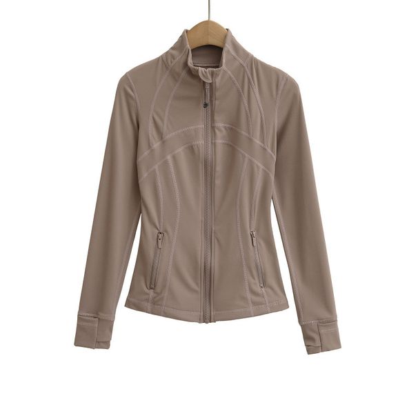 Giacca corta da donna con collo alto, maniche lunghe, cuciture yoga, vita sottile_voghion.com