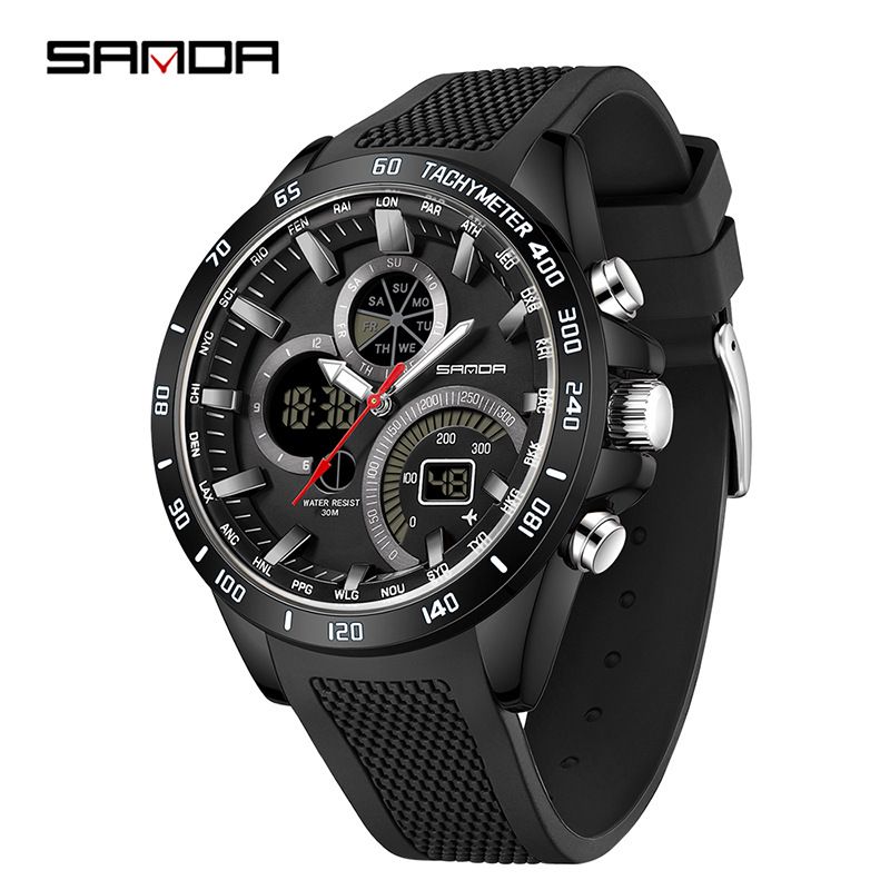 Digital Watch With Analog Display Waterproof Sport Watch With Dual Display, Alarm, Stopwatch Week & Date For Casual, Business & Outdoor Activities_voghion.com