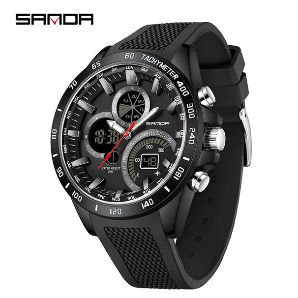Digital Watch With Analog Display Waterproof Sport Watch With Dual Display, Alarm, Stopwatch Week & Date For Casual, Business & Outdoor Activities_voghion.com