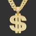 Uomo Donna Hip Hop Big Dollar Collana con ciondolo 13mm Miami Cuban Link Girocollo Collane a catena Bling Bling Charm Statement Gioielli_voghion.com