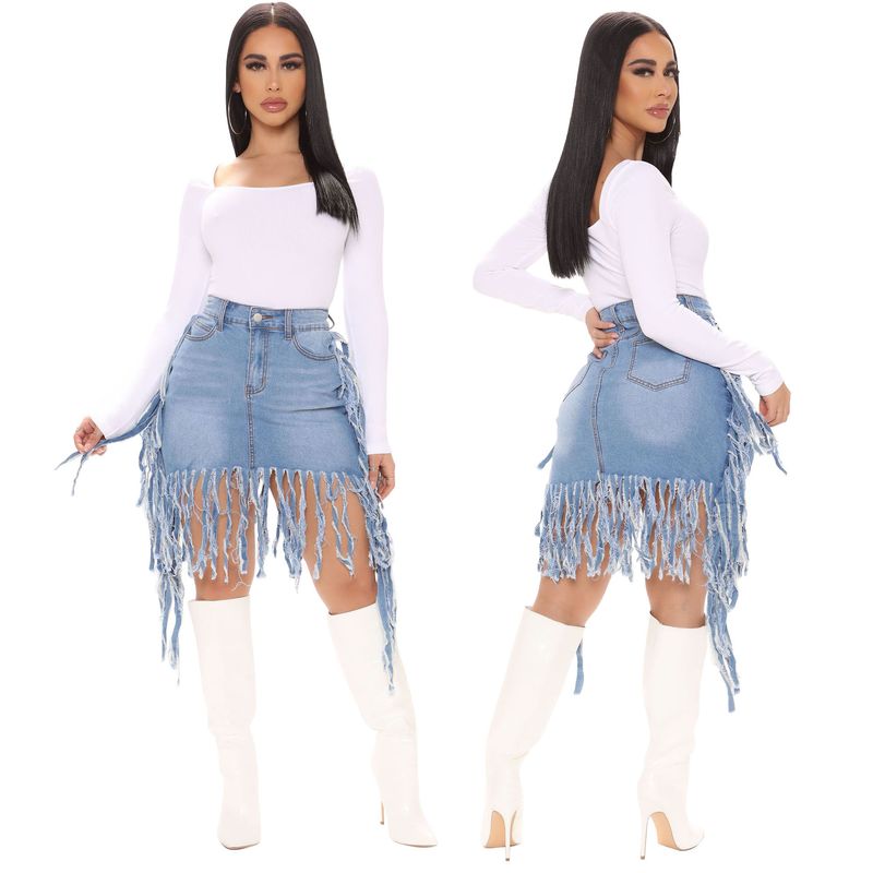HSF2416 Modetrend Sexy Washed Denim Fransen High-Waist-Rock_voghion.com