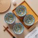Bohemian Style 4.75 Inch Ceramic Rice Bowl Set Of 4 – Handcrafted Underglaze Porcelain Dinnerware Microwave & Dishwasher Safe Elegant Retro Tableware_voghion.com