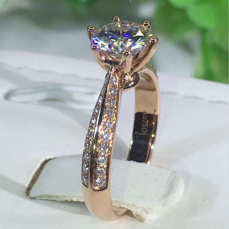 Anel de moissanita Heartbeat para mulheres, ouro rosa de platina, diamante colorido de 1 quilate, joia para casal, aliança de casamento luxuosa_voghion.com