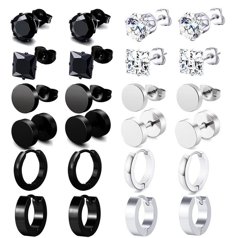 Men's Jewelry Titanium Steel Stainless Steel Combination Set Earrings Earrings Coil Earrings Hanging Pendant Ear Buckle_voghion.com