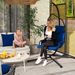 Hammock Chair With Stand And PA Coating Cushion, Hanging Swing Chair With Steel Frame For Indoor And Outdoor, Dark Blue_voghion.com