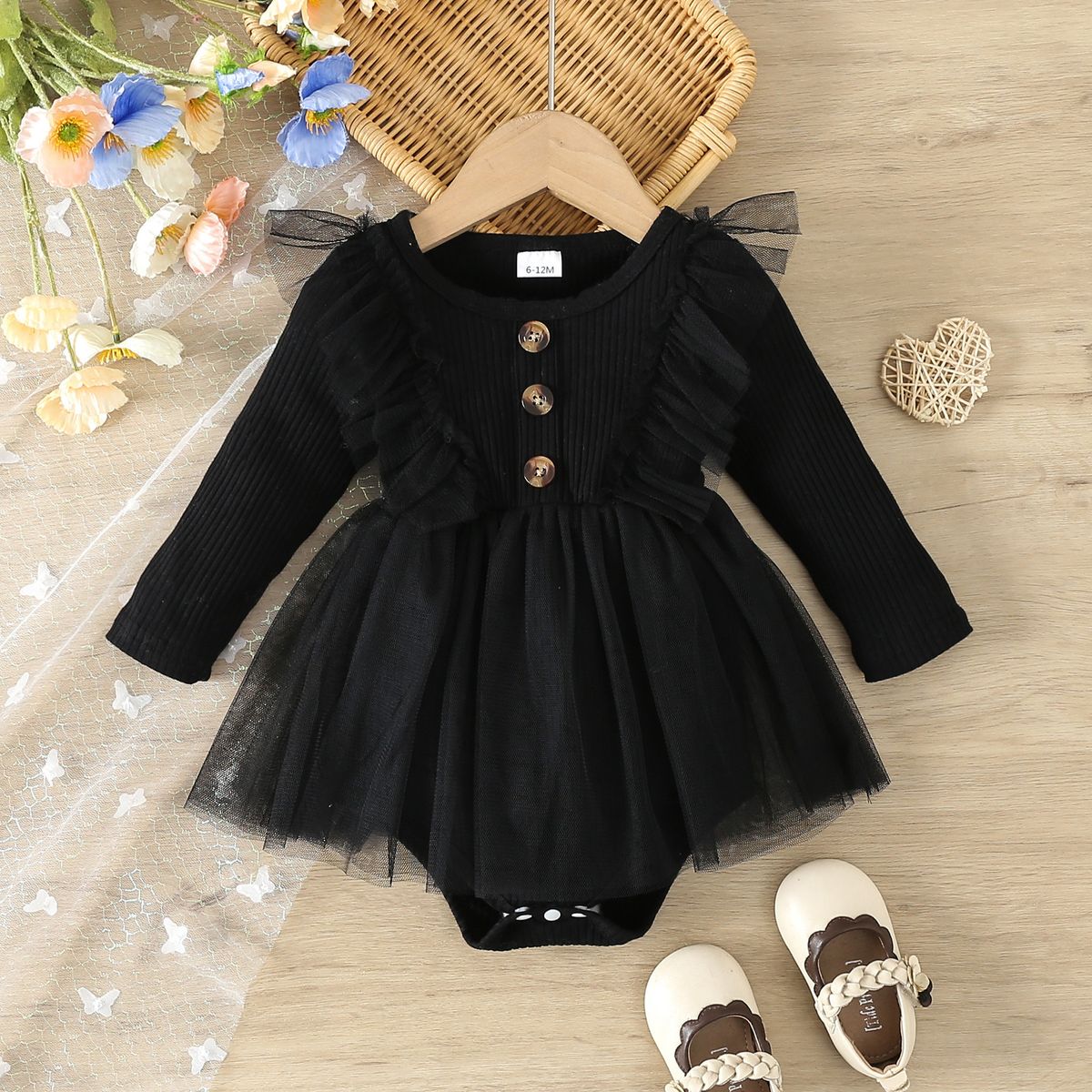 2024 Cute casual solid color mesh jumpsuit for infants and young girls_voghion.com