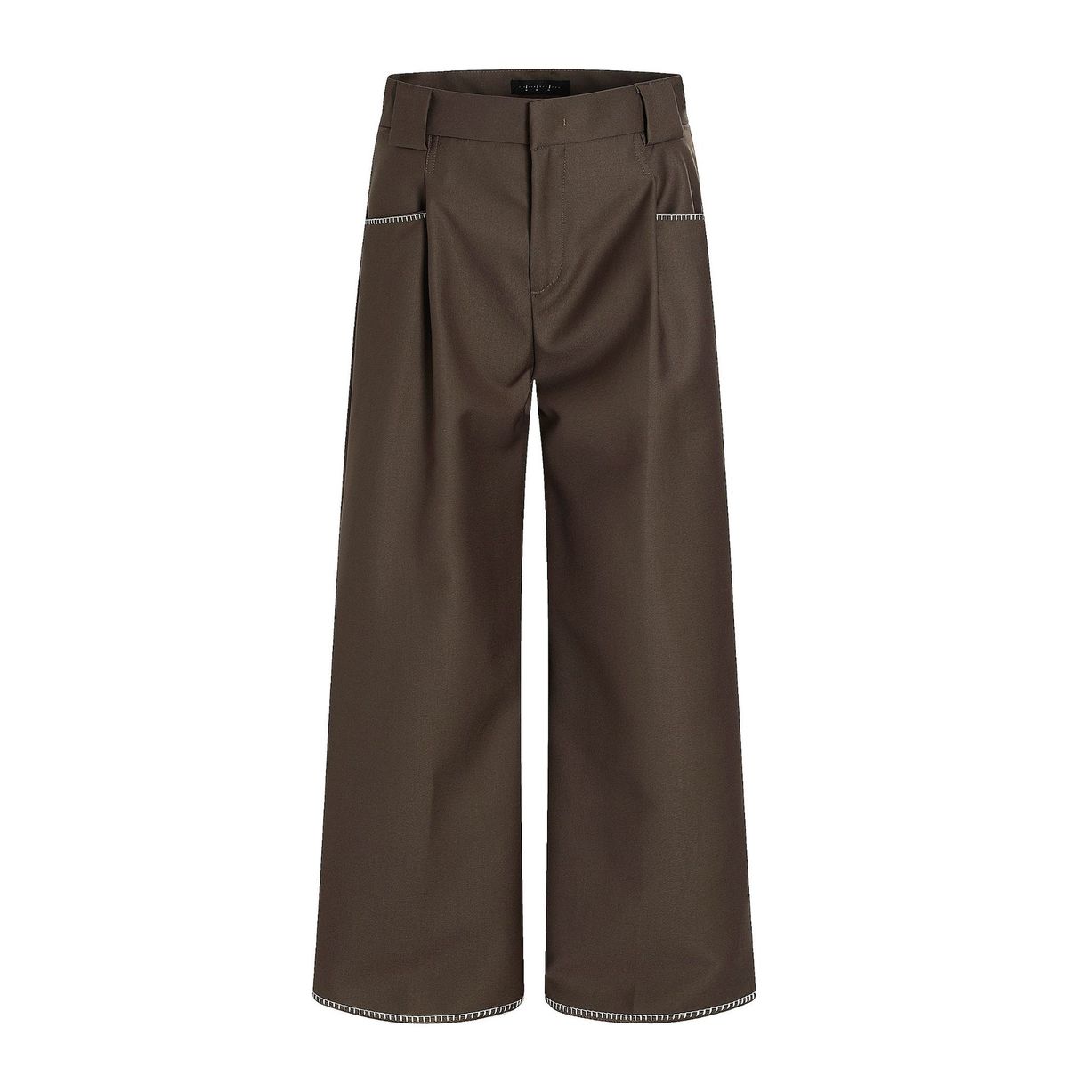 Klassische Unisex-Hose im Straight-Fit mit tiefem Schritt und minimalistischen Steppnähten – Entspannt geschnittene Hose für lässige und elegante Kleidung_voghion.com