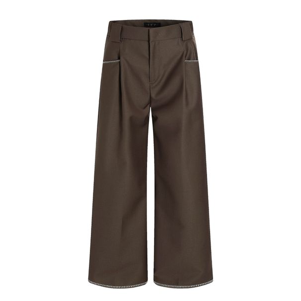 Klassische Unisex-Hose im Straight-Fit mit tiefem Schritt und minimalistischen Steppnähten – Entspannt geschnittene Hose für lässige und elegante Kleidung_voghion.com