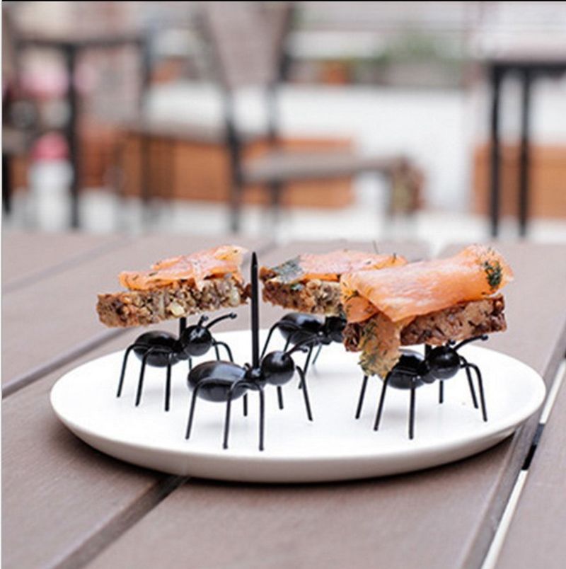 Ant Toothpick Bento Sign Ant Moving Dim Fork Party Series Fruit Fork Plastic Ant Fork_voghion.com