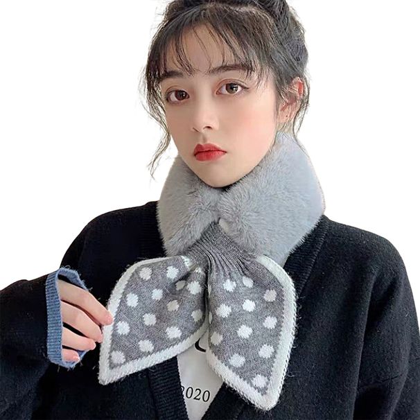 Drivedirect naisten huivi Pehmopistekuvioinen kalahäntäsolmu yksivärinen risti pitää lämpimänä kalan hännän muoto Paksu kanin turkista kaulahuivi ulkokäyttöön_voghion.com