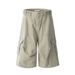 Herrenbekleidung High Street Lockere Arbeitsshorts mit weitem Bein Herren-Sommer-Plissee-Design Abgenutzte, verwaschene Jeansshorts_voghion.com