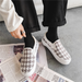 Frühling Kleine Maple Chidori Check Woven Mädchen Loafers Single Toe Casual Herren Einzelschuhe, Männer Paare_voghion.com