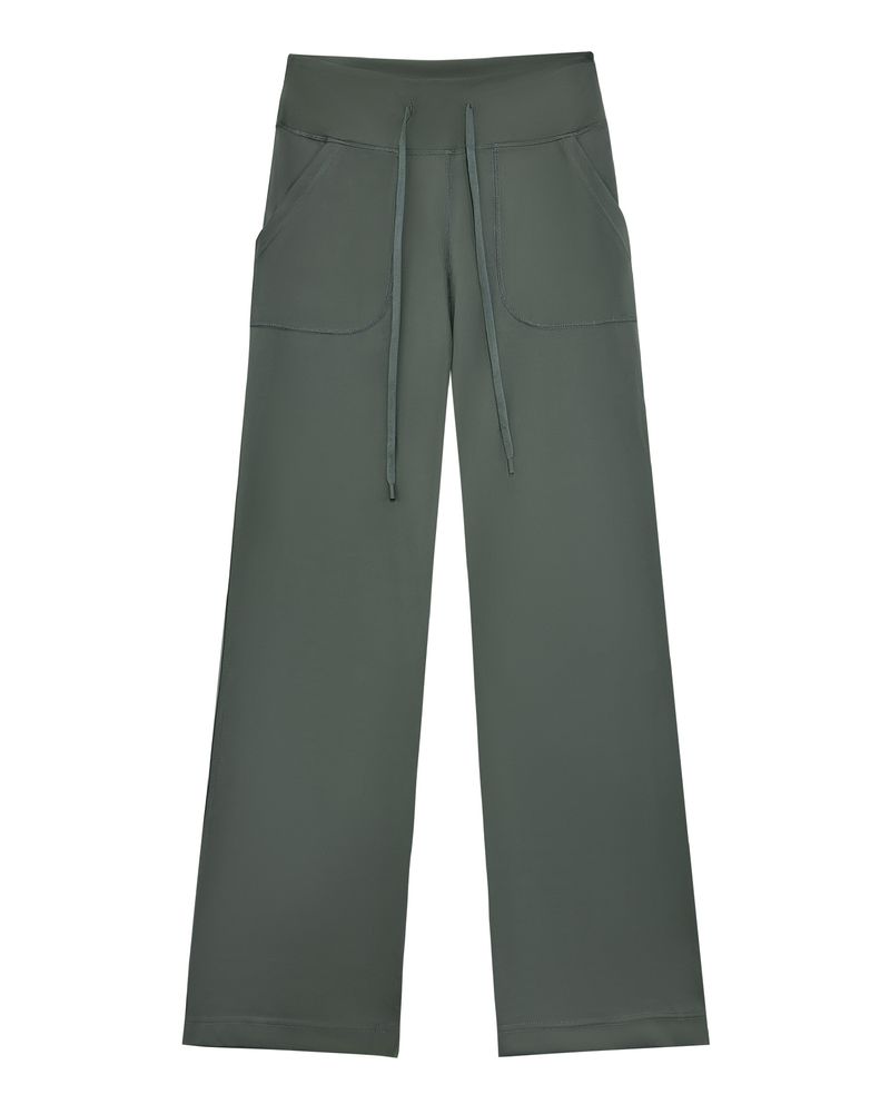 Pantaloni da yoga a vita alta e gamba dritta da donna – Tessuto misto nylon elasticizzato con elastico in vita per la corsa e il tempo libero_voghion.com
