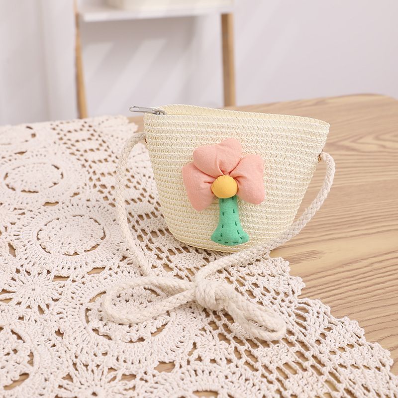 Ensemble de sac de paille d'été pour fille avec protection solaire pour enfants, petite fille douce et mignonne, chapeau pare-soleil à grand bord, chapeau cool_voghion.com
