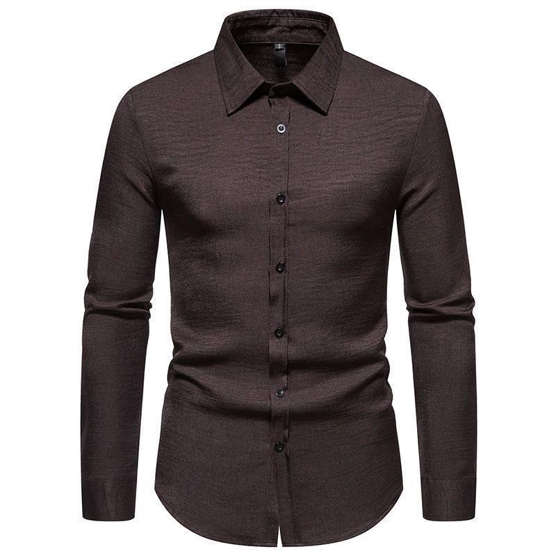 Abbigliamento maschile Camicia a maniche lunghe elastica a quattro lati non stirabile da uomo Camicia da uomo verticale mercerizzata_voghion.com