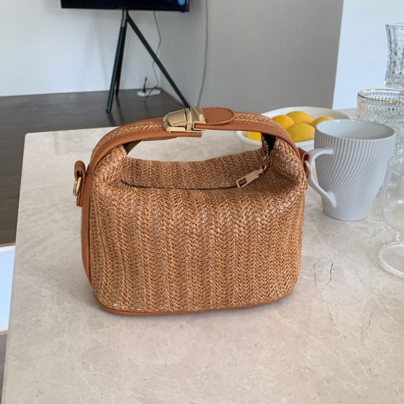 Korea Dongdaemun ins straw woven small bag casual women's bag hand held shoulder crossbody bag 2024 summer new style_voghion.com