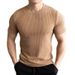 Men's Short-sleeved T-shirt Summer New Slim-fit Business Casual Fashion Versatile High-end Striped Crew Neck Bottoming Shirt_voghion.com