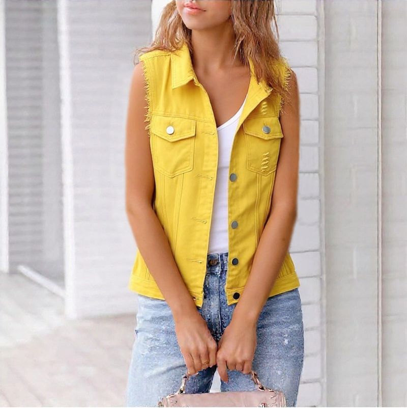 Jachetă din denim pentru femei, îmbrăcăminte de primăvară și de vară, jachetă cu mânecă lungă_voghion.com