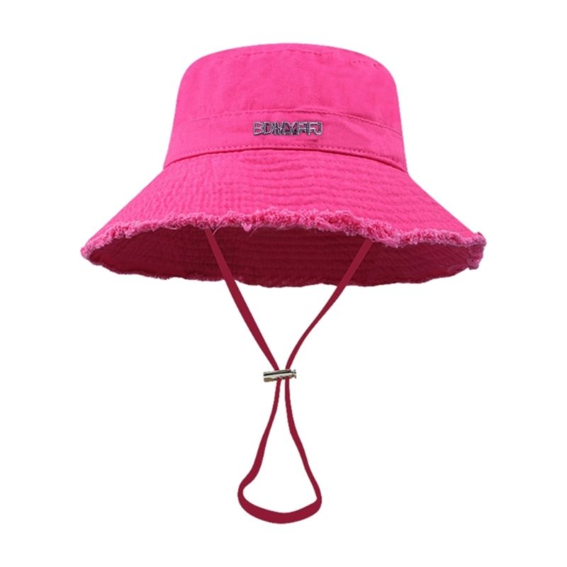 Cubo anti-UV de moda para adultos con insignia de aleación de letras, sombrero de pescador deportivo para exteriores para mujeres y adolescentes, protector solar_voghion.com