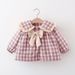 Casaco estilo coreano para meninas, manga comprida, xadrez, roupa quente para meninas de 0 a 3 anos_voghion.com