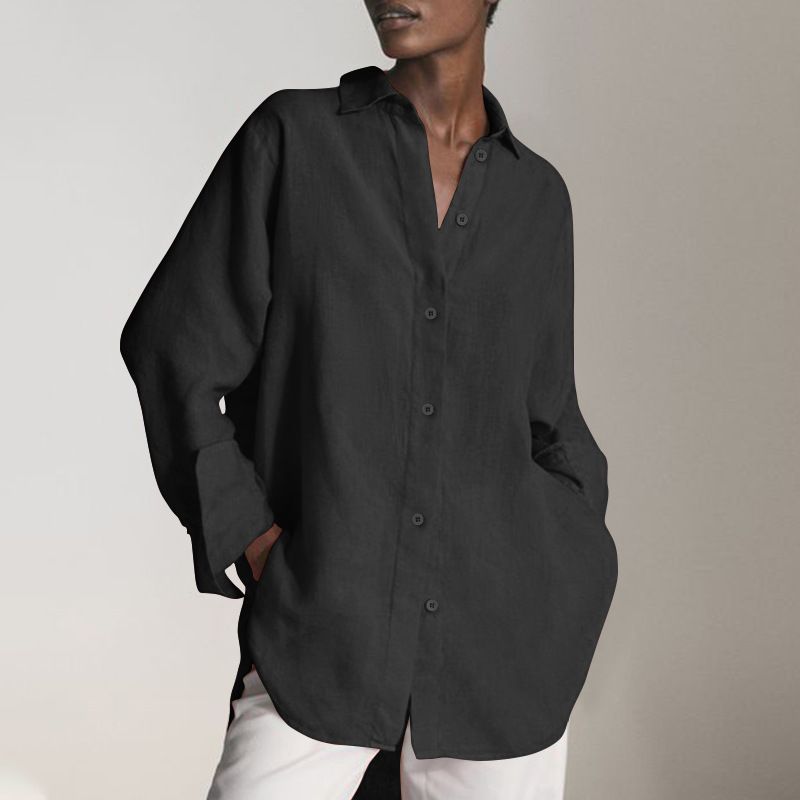 Camicia formale retrò da donna con bottoni in vita e pullover ampio oversize_voghion.com